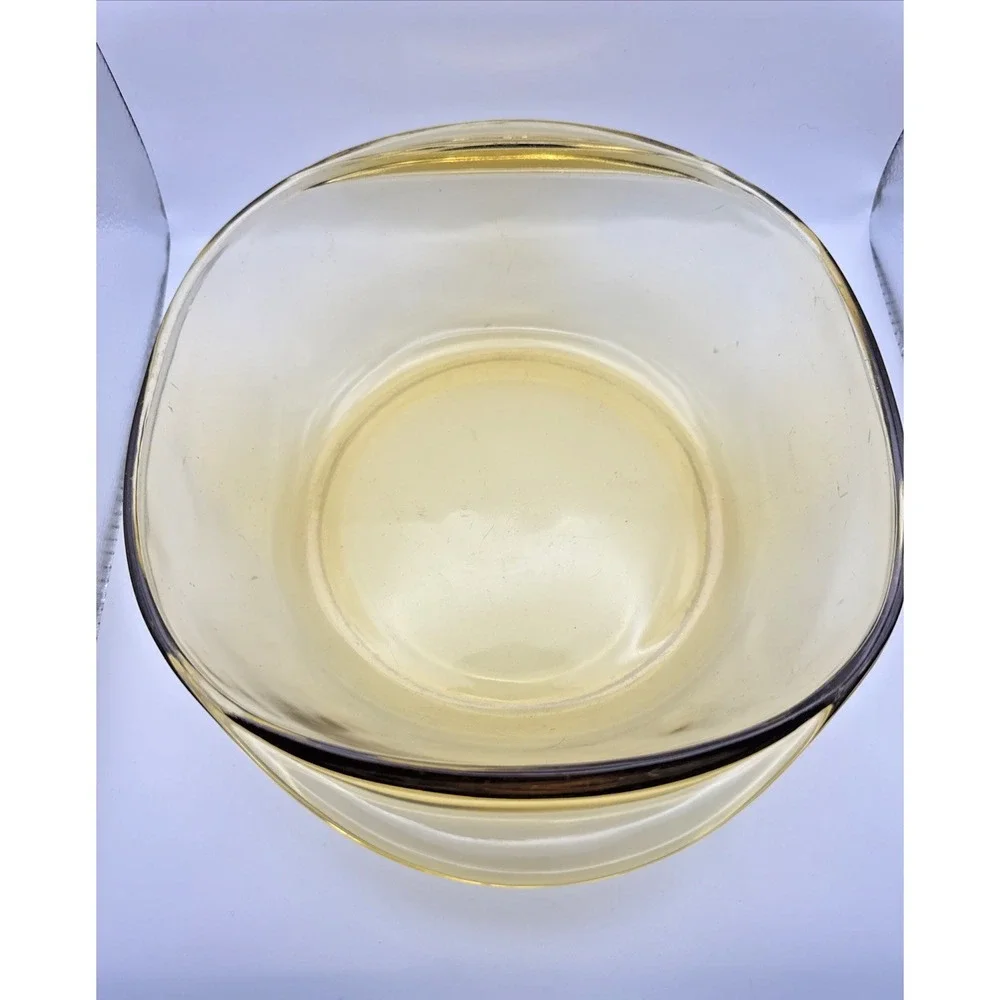 Vintage 1960's Dynaware Pyr-O-Rey Yellow Amber Glass Casserole Dish with Handles